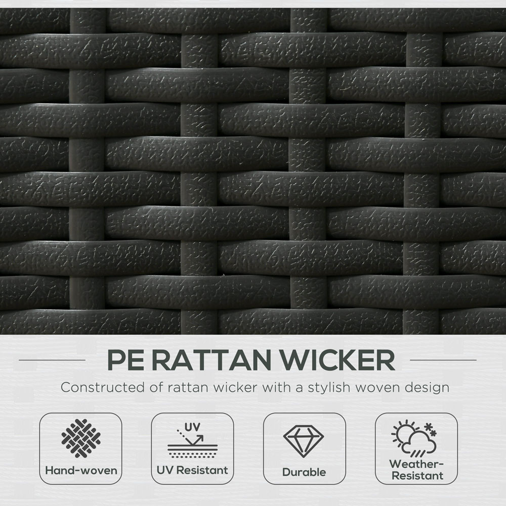 Outsunny 5pc PE Rattan Sun Lounger Black Image 4