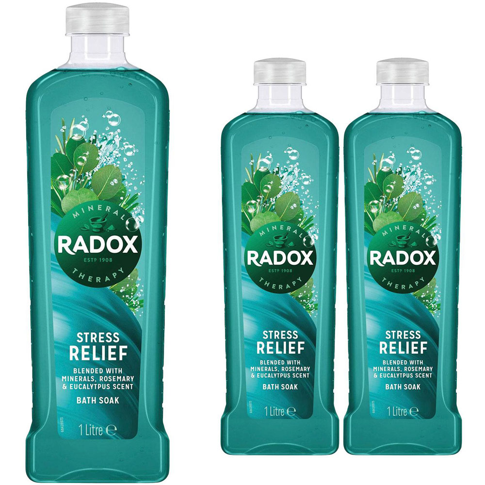Radox Mineral Therapy Rosemary and Eucalyptus Scent Stress Relief Bath Soak 1L 3 Pack Image 1
