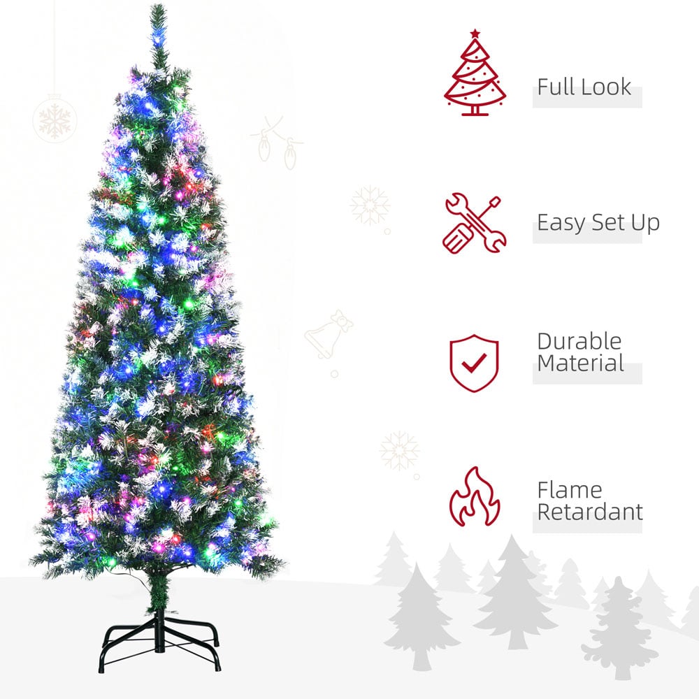 Everglow Colourful LED Pre-Lit Pencil Slim Green Artificial Christmas Tree 5ft Image 4