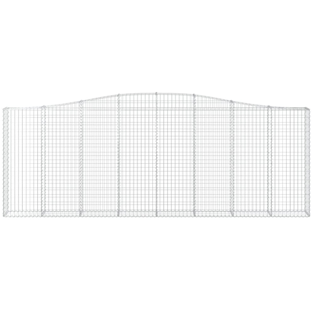 vidaXL Silver Galvanised Iron Arched Gabion Basket 400 x 30 x 140/160cm 9 Pack Image 2