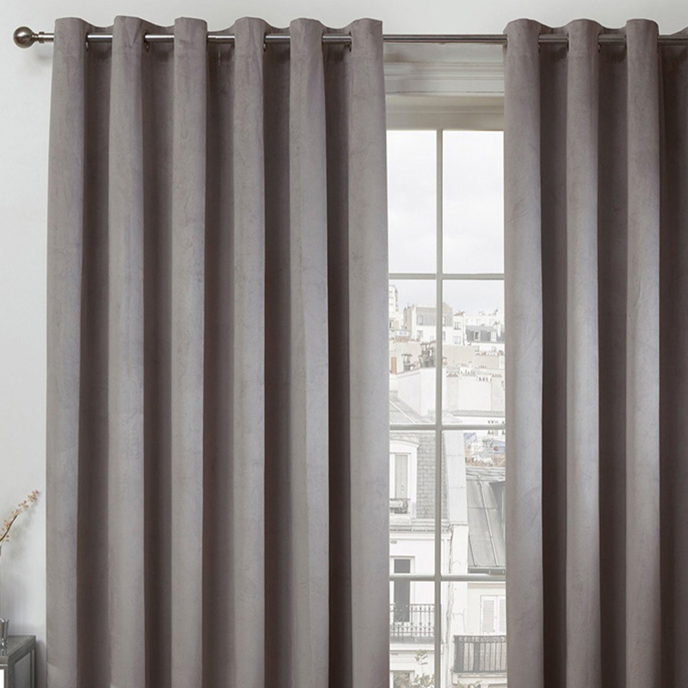 Divante Vermont Silver Velvet Blackout Curtains 168 x 183cm Image 5