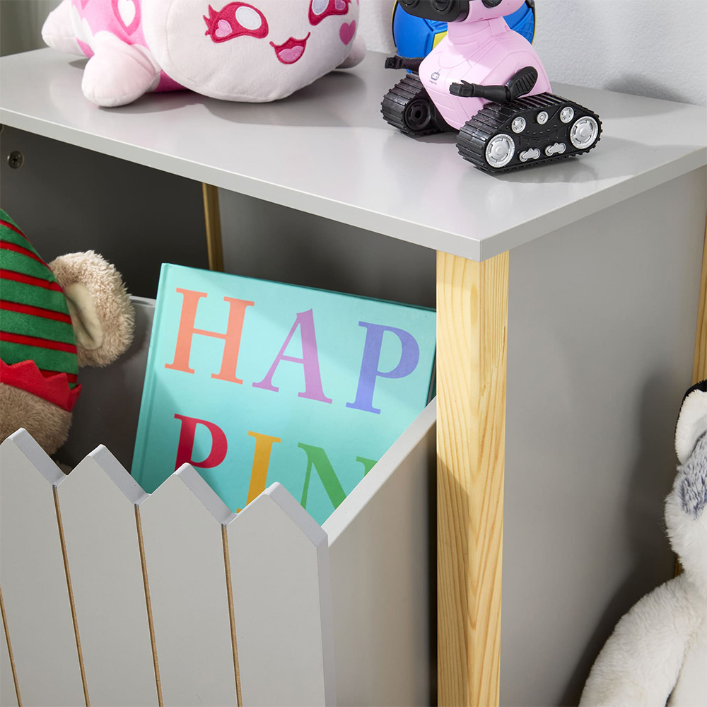 Home Source Ziggy Single Drawer Matt Grey Picket Fence Design Kids Storage Unit Image 7