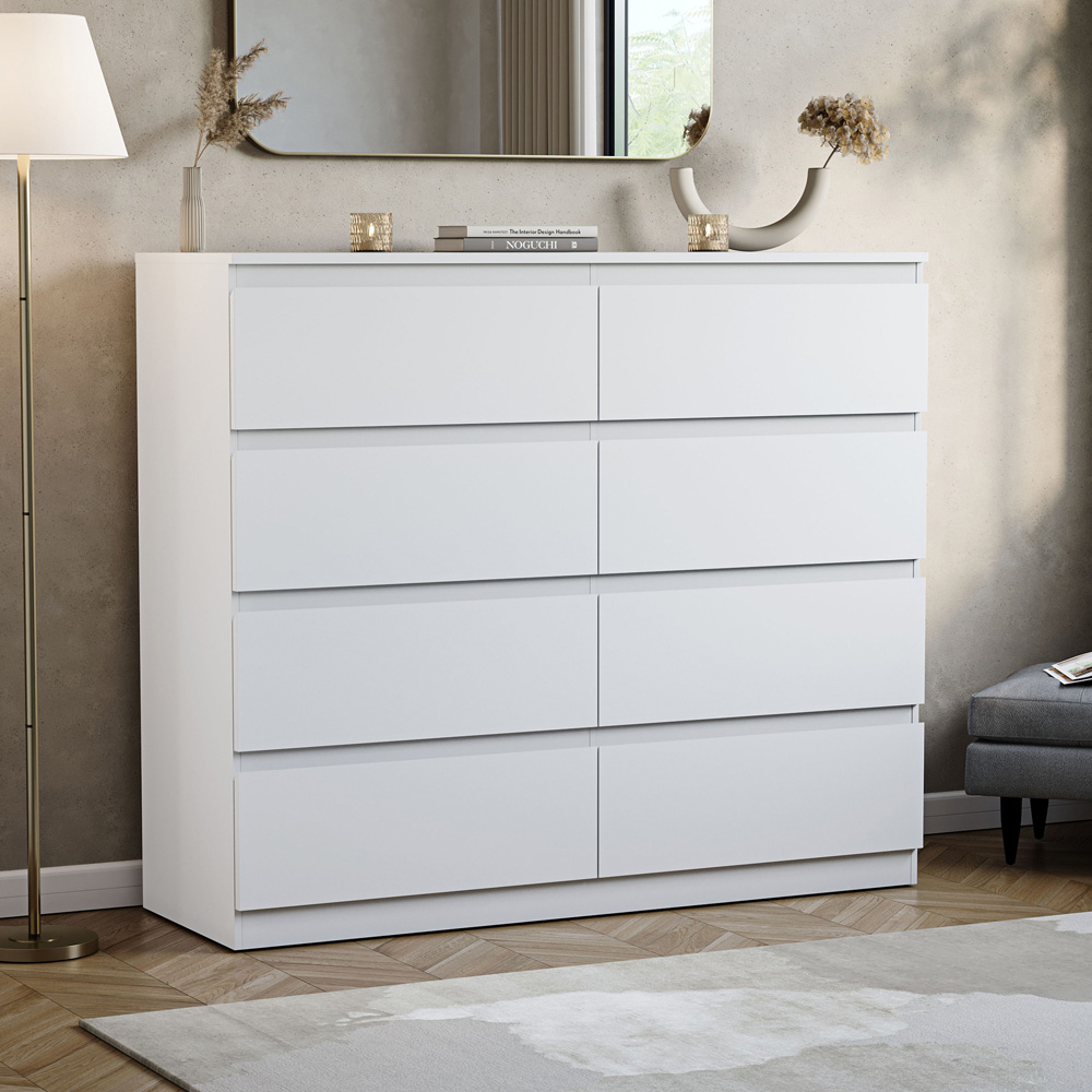 VIDA DESIGNS Denver 8 Drawer White Chest of Drawers Image 5