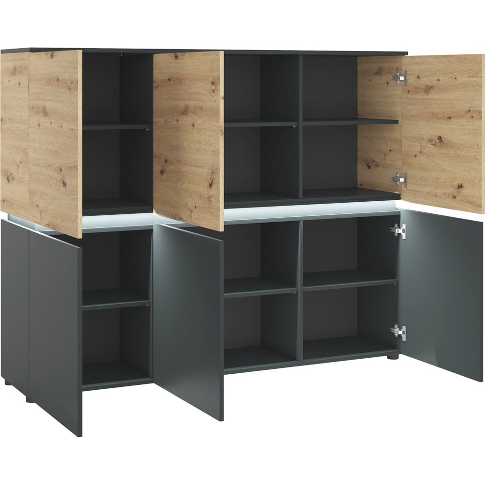 Florence Luci 6 Door Platinum and Oak Storage Cabinet with LED Lighting Image 3