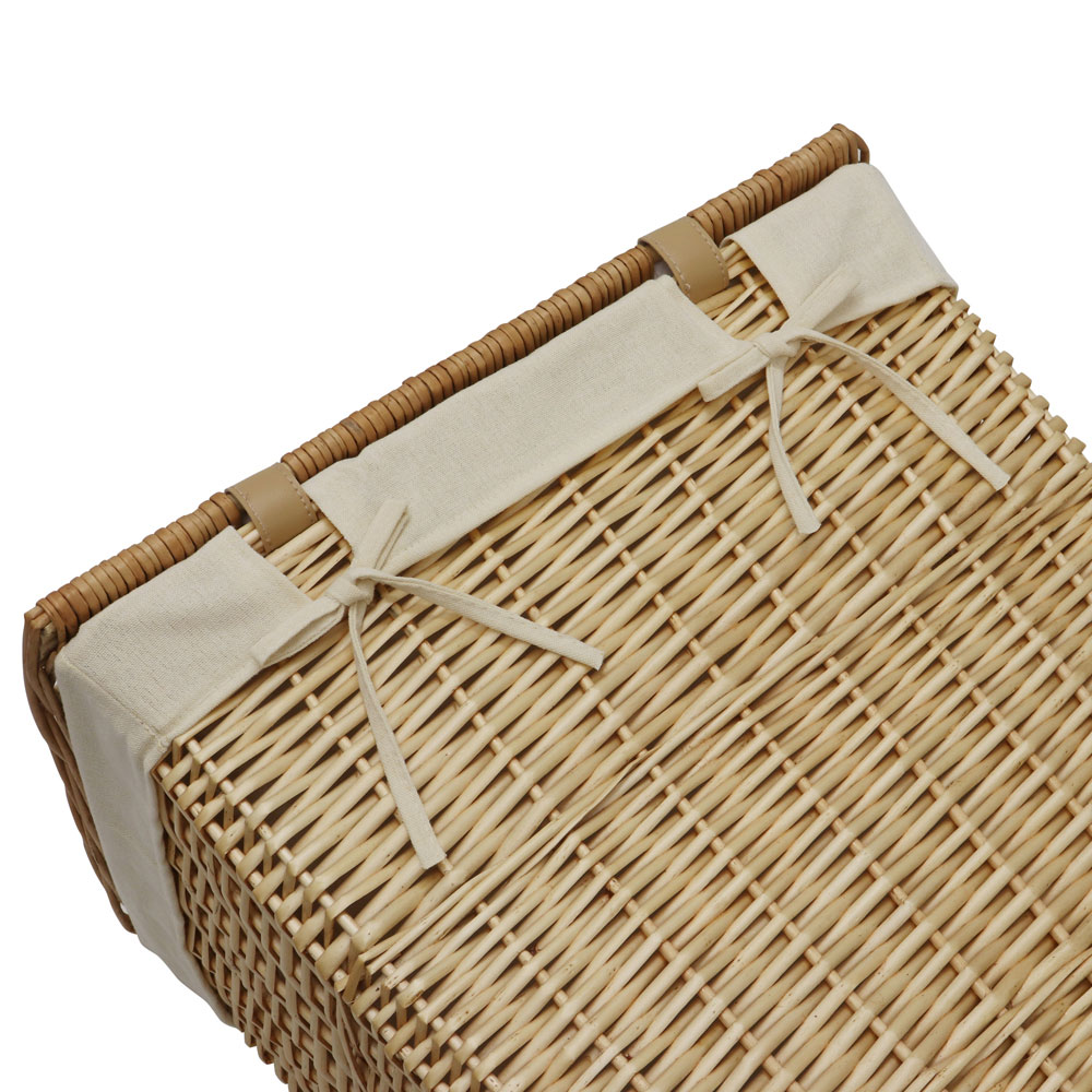 JVL  Acacia Honey Rectangular Willow Laundry Basket with Lid 65L Image 4