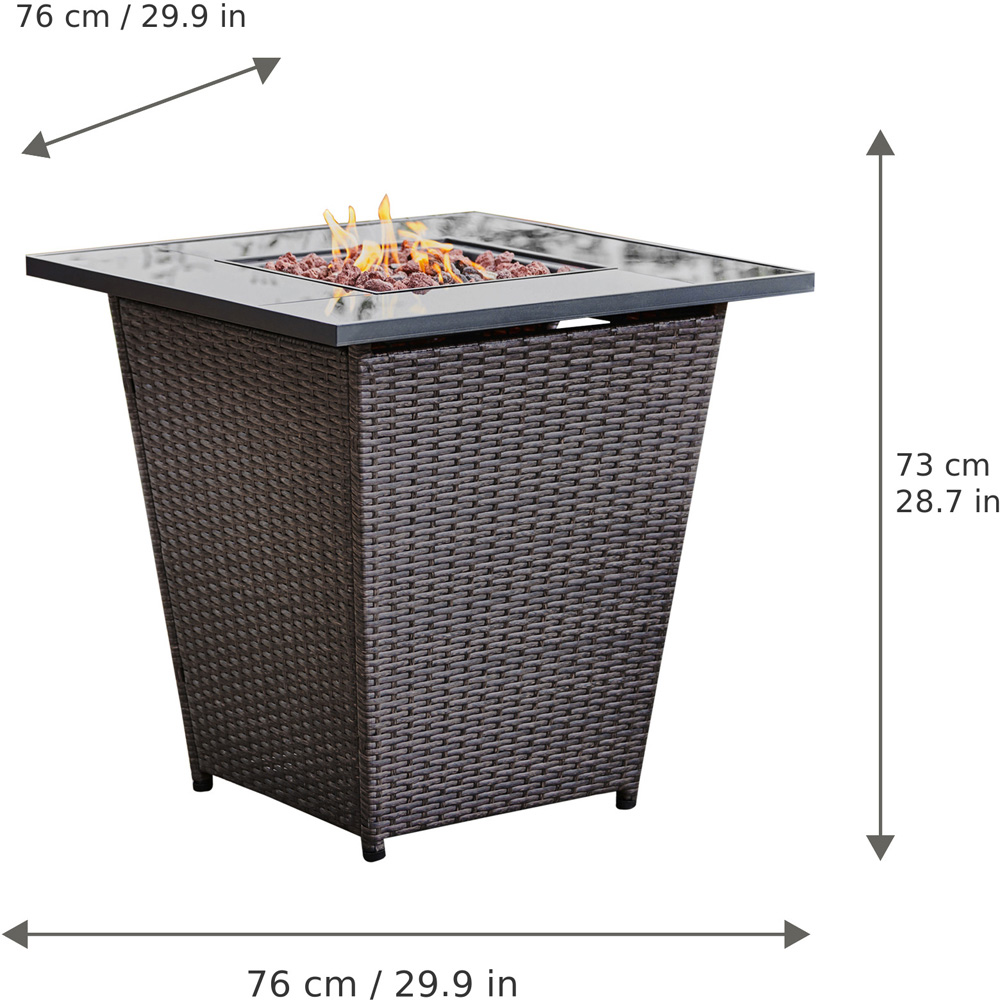 Teamson Home Espresso Rattan Base Propane Gas Outdoor Fire Pit Table with Accessories 76cm Image 7