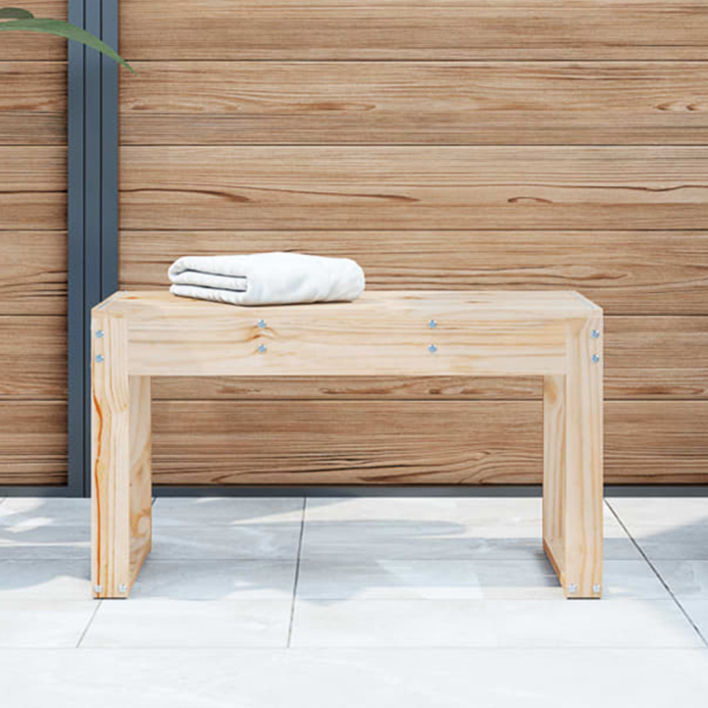 vidaXL Natural Solid Pine Wood Slatted Garden Bench 80 x 38 x 45cm Image 1