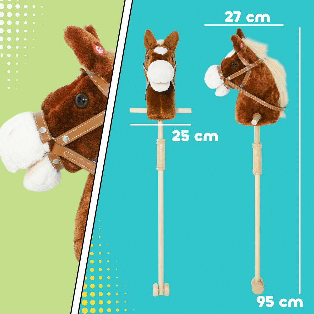 Tommy Toys AIYAPLAY Ride On Wooden Stick Horse Toy with Wheels Pony Sound Effects Image 9