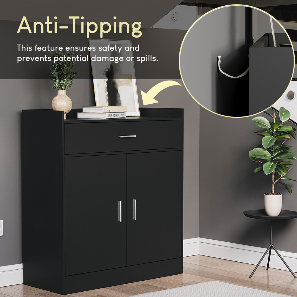 VIDA DESIGNS Dalby 2 Door Single Drawer Black Shoe Cabinet Image 7
