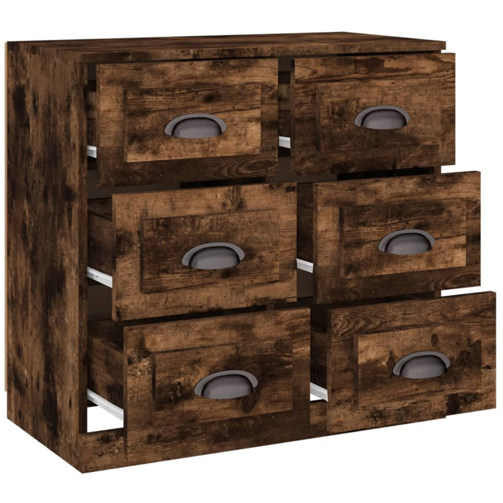 vidaXL 6 Drawer Smoked Oak Sideboard Image 8