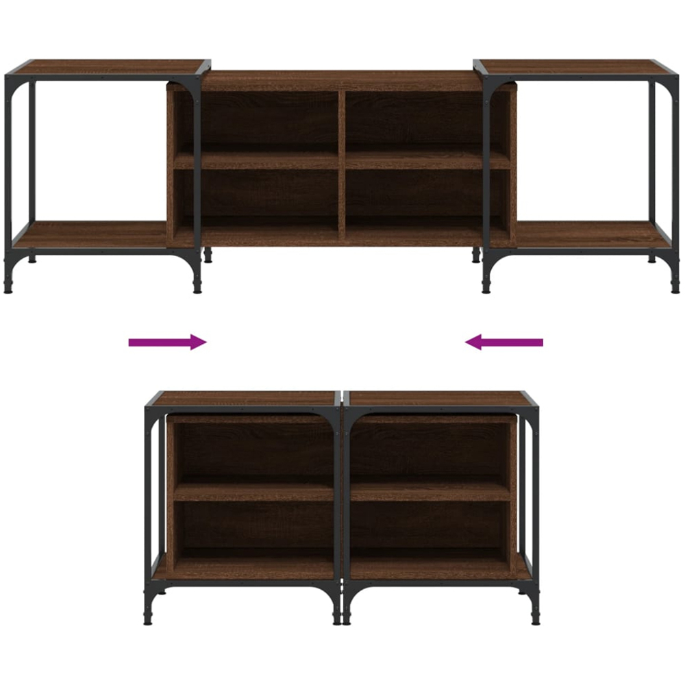 vidaXL 4 Shelf Brown Oak Industrial Style Adjustable TV Cabinet Image 7