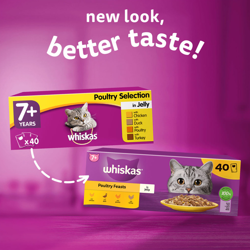 Whiskas Senior Wet Cat Food Pouches Poultry Selection in Jelly 40 x 85g Image 7