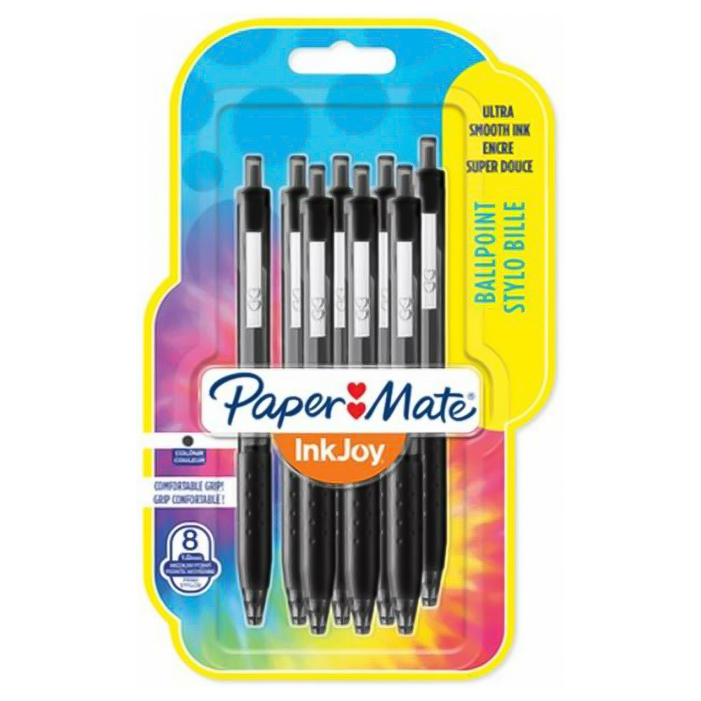 Paper Mate Inkjoy Black Ballpoint Pens 8 Pack Image