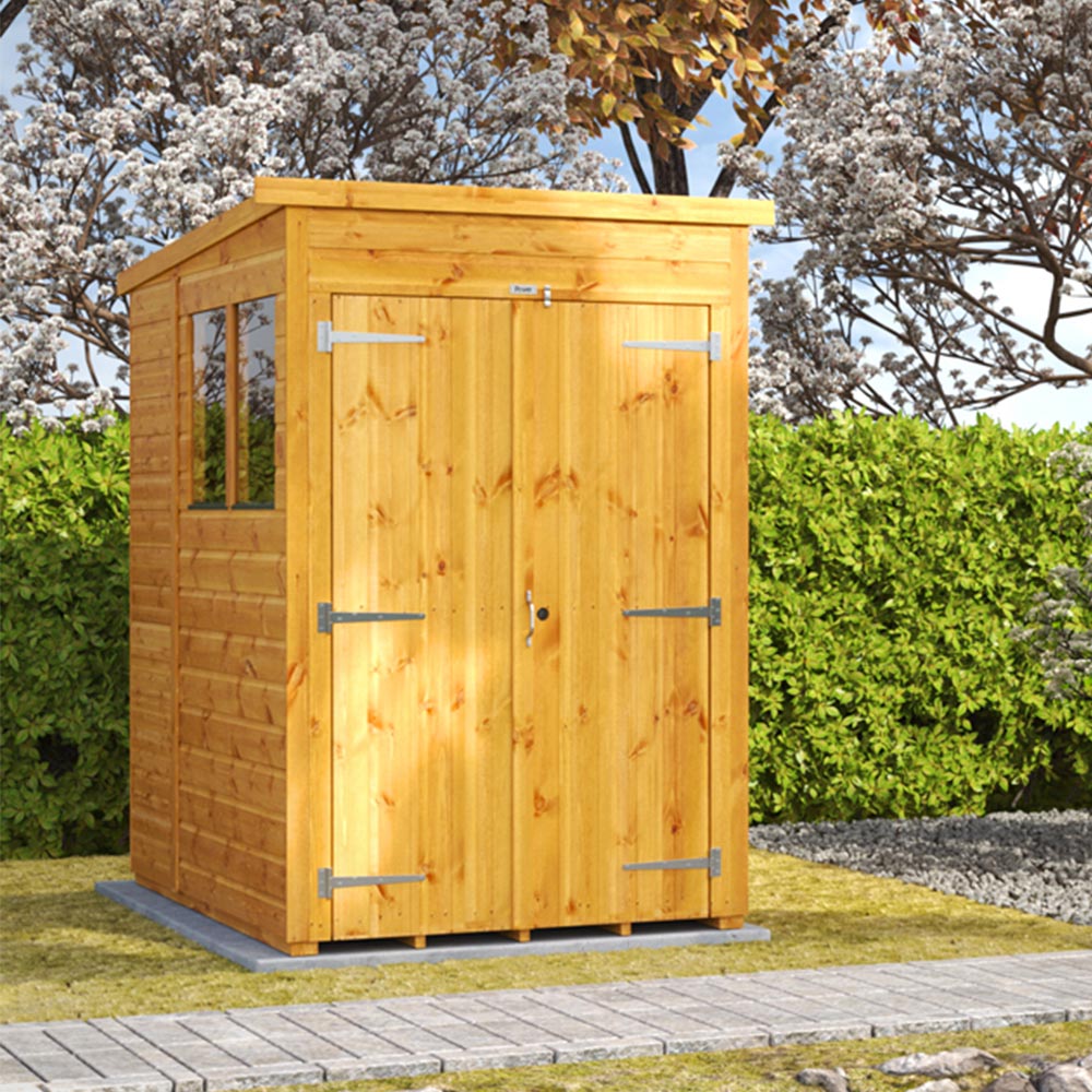 Power Sheds 4 x 6ft Double Door Pent Wooden Shed with Window Image 2