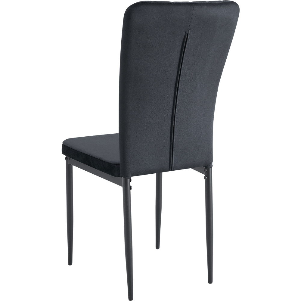 Elle Set of 6 Black Velvet Effect Plush Padded Upholstered Dining Chair Image 5