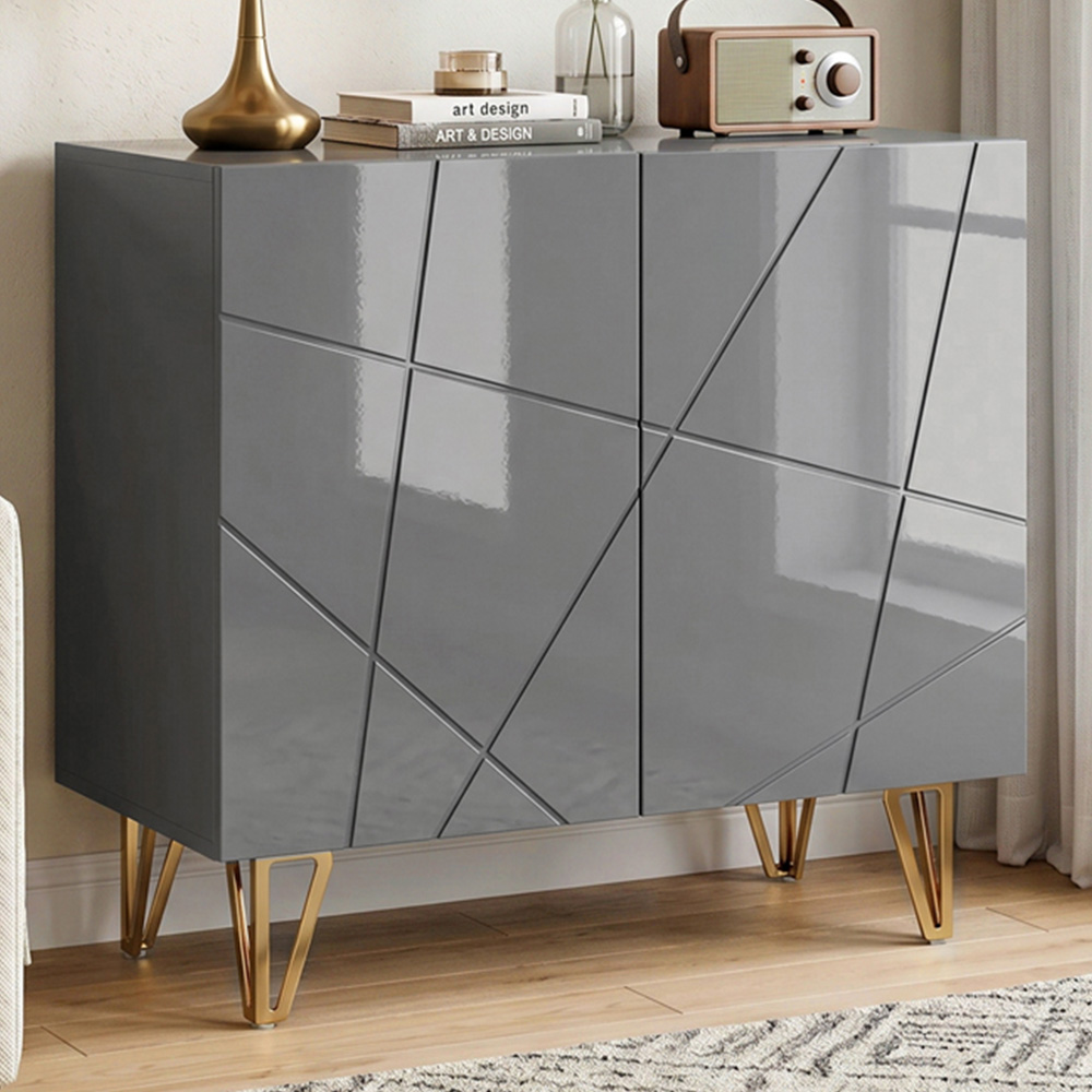 HOMCOM 2 Door Grey Sideboard Image 1