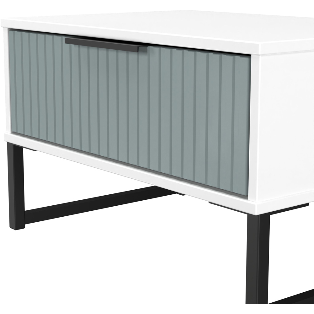 Crowndale Fluted Single Drawer Duck and White Matt Wide Side Table Ready Assembled Image 5