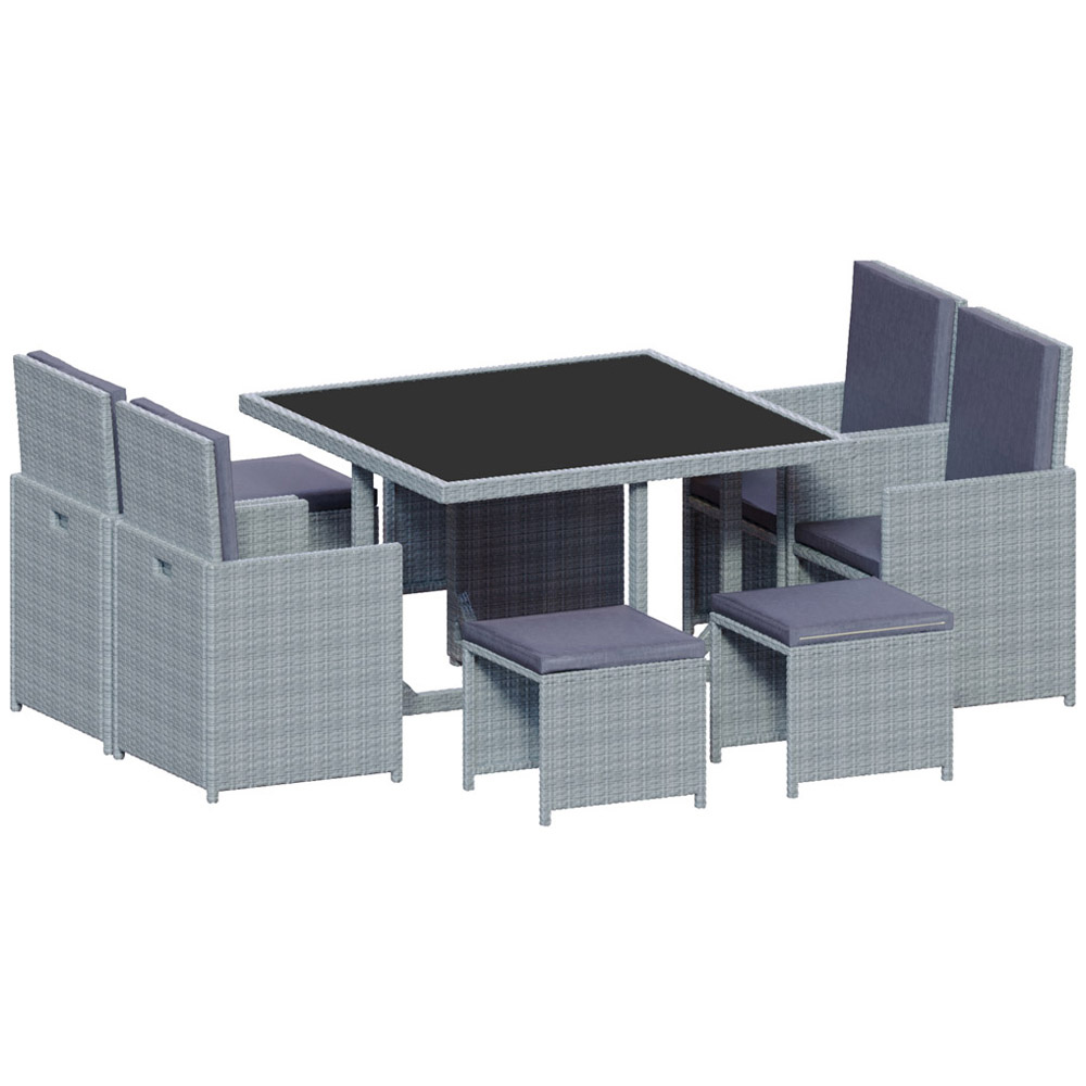Garden Vida Cuba Rattan Effect 8 Seater Garden Dining Set Grey Image 2