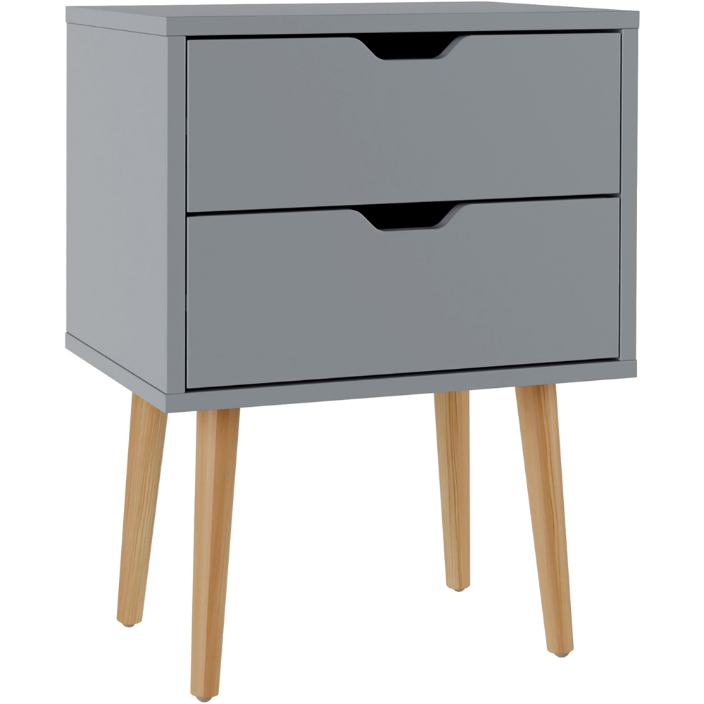 GFW Nyborg 2 Drawer Dark Grey Bedside Table Image 2