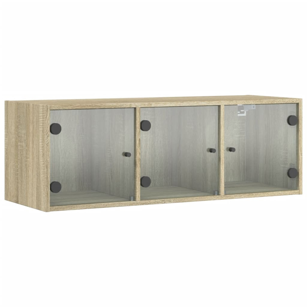 vidaXL 3 Door Sonoma Oak Glass Wall Cabinet Image 2