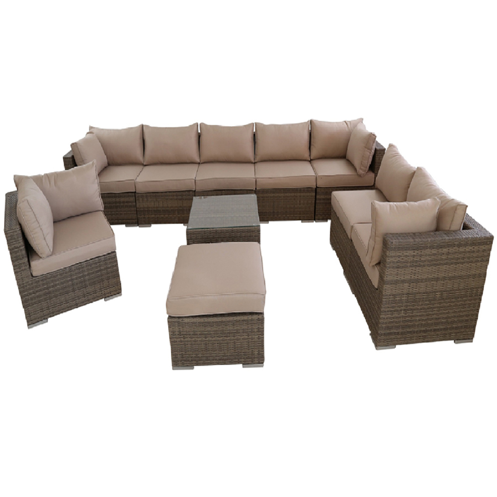 Furniture One 9 Seater Yellow Rattan Garden Sofa Set Image 2