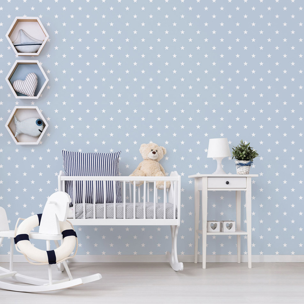Galerie Deauville 2 Star White and Light Blue Wallpaper Image 2