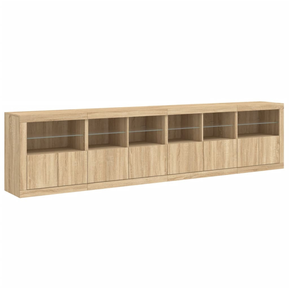 vidaXL 8 Door 12 Shelf Sonoma Oak LED Sideboard 4 Piece Image 4