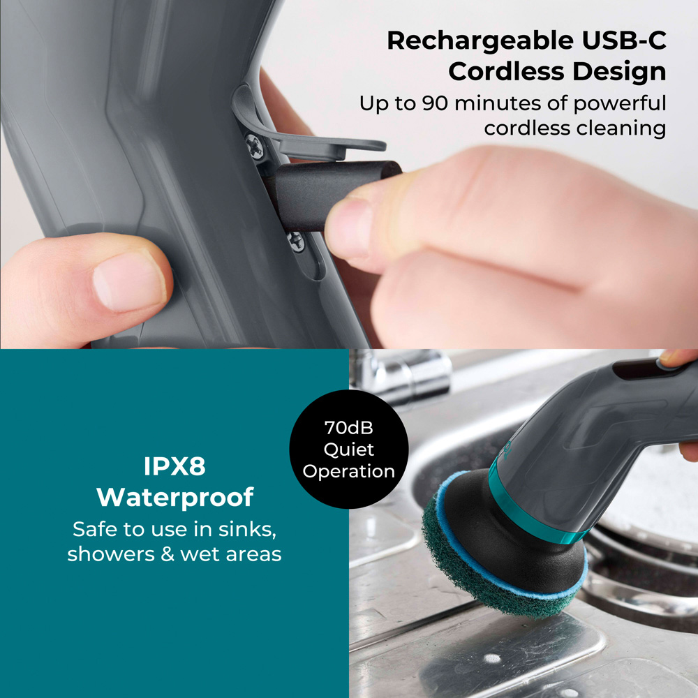 Tower Whiziwand XL Electric Cordless Spin Scrubber with 7 Interchangeable Heads Image 5