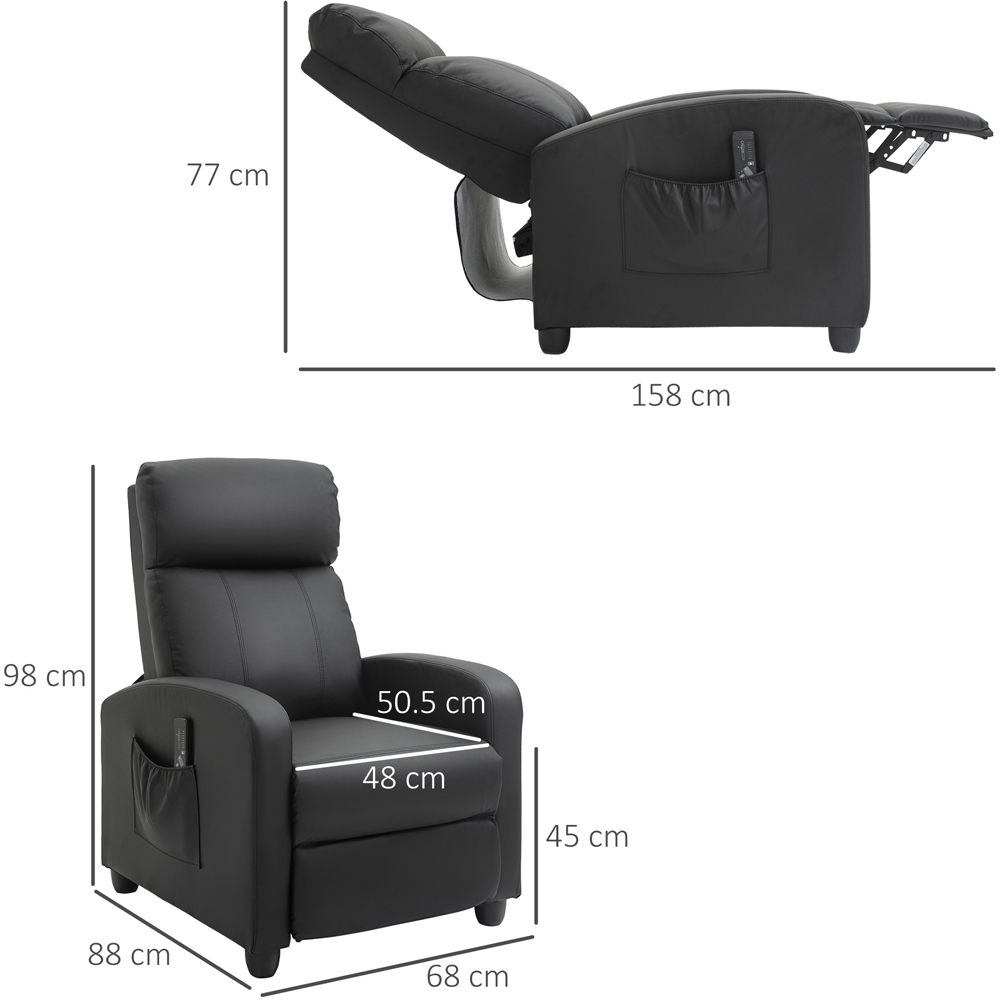 Portland Black PU Leather Massage Recliner Chair with Remote Image 8