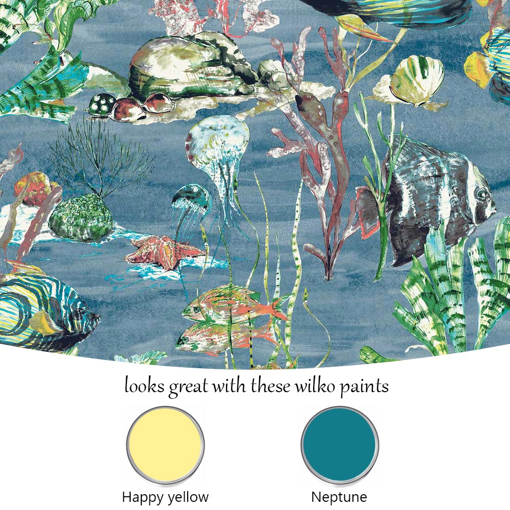 Grandeco Aquarium Fish Tank Deep Blue Wallpaper Image 4