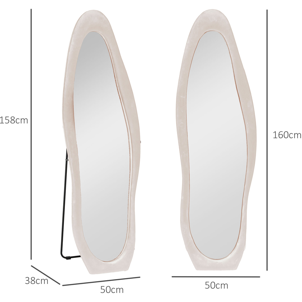 Portland Light Pink Velvet Frame Irregular Full Length Mirror 160 x 50cm Image 9