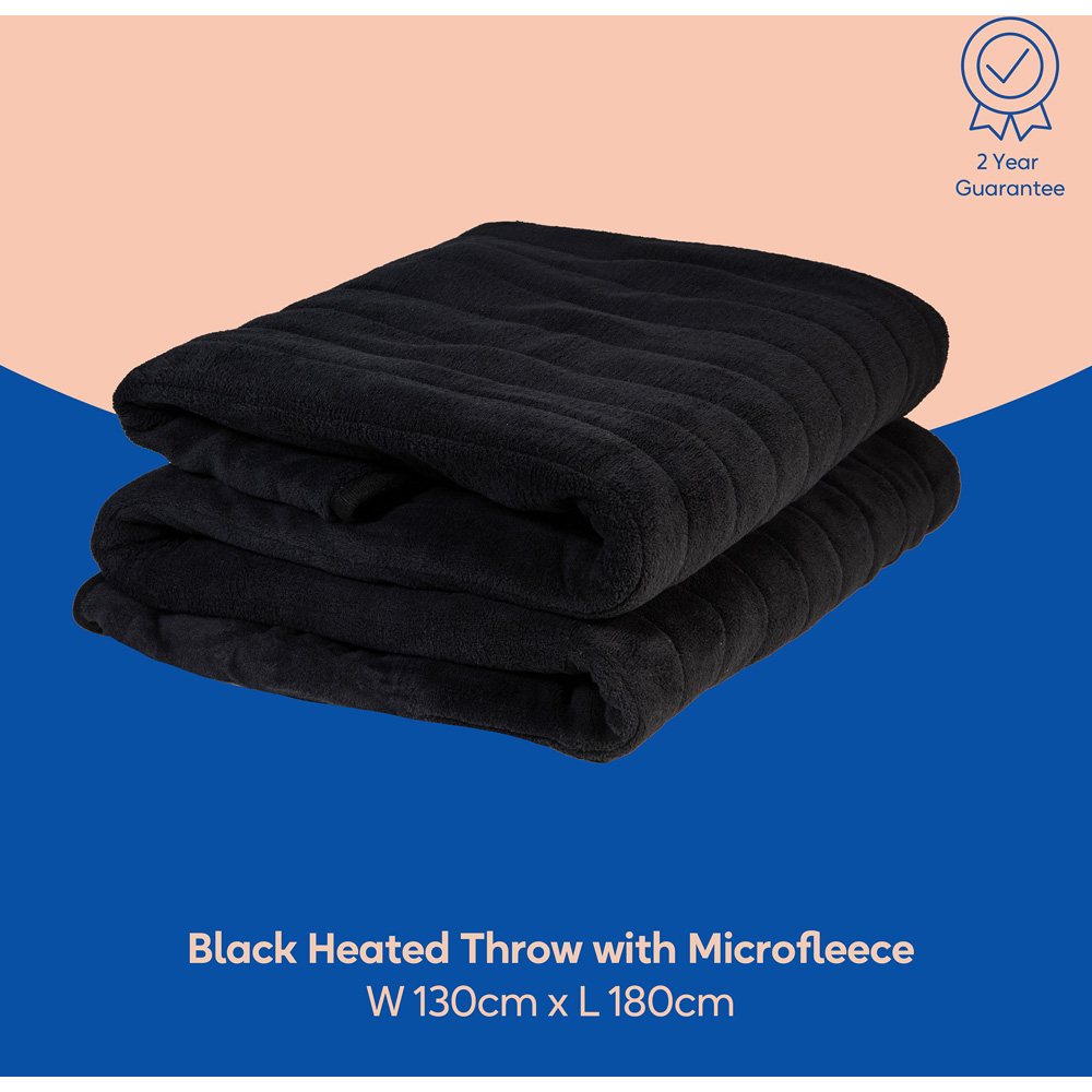 Russell Hobbs Black Microfleece Heated Throw with Controller 130 x 180cm Image 8