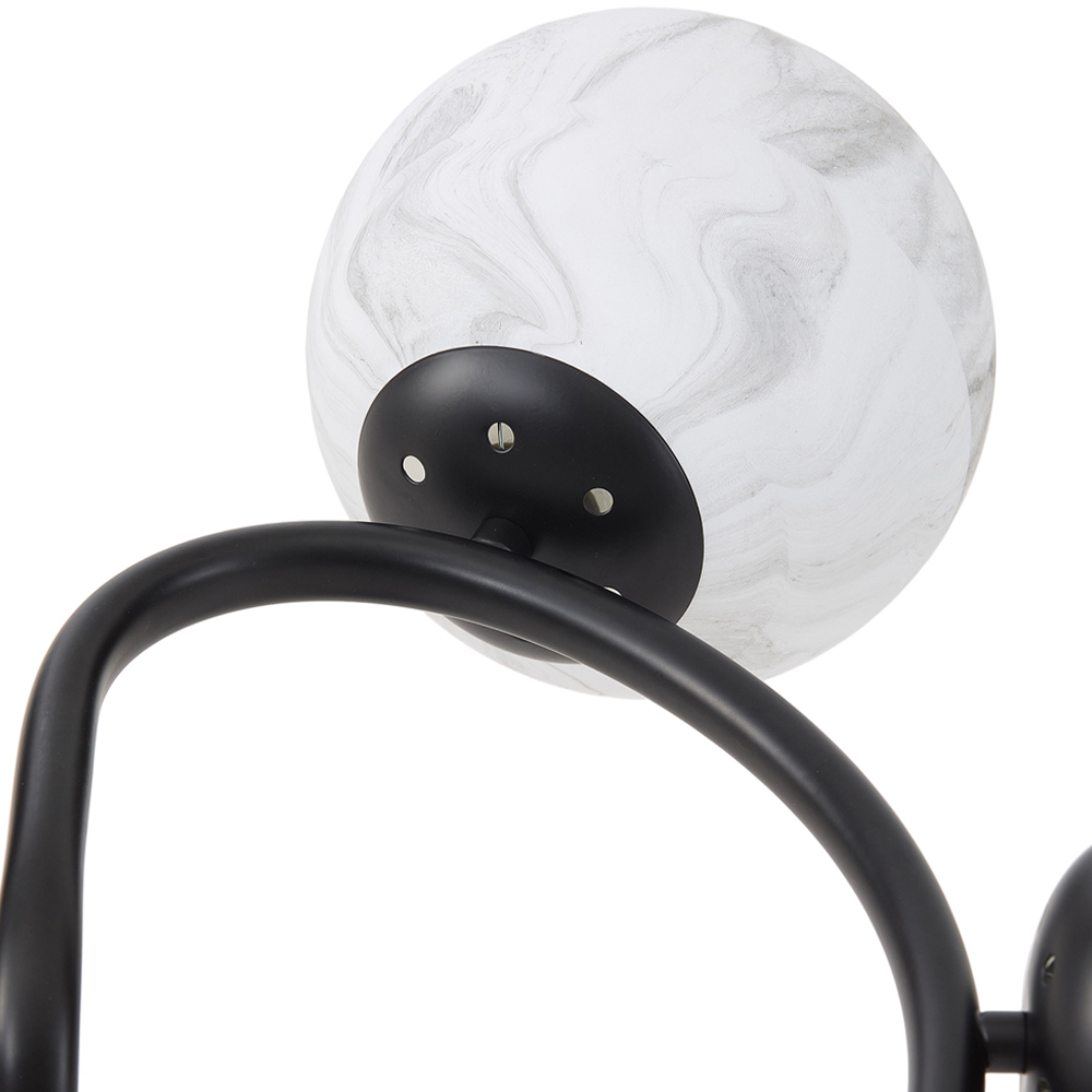 Living and Home Screw E27 Black and White 6 Marble Effect Glass Semi Flush Mount Ceiling Light Image 5