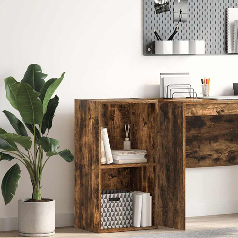 vidaXL 2 Shelf Smoked Oak Bookcase Image 8