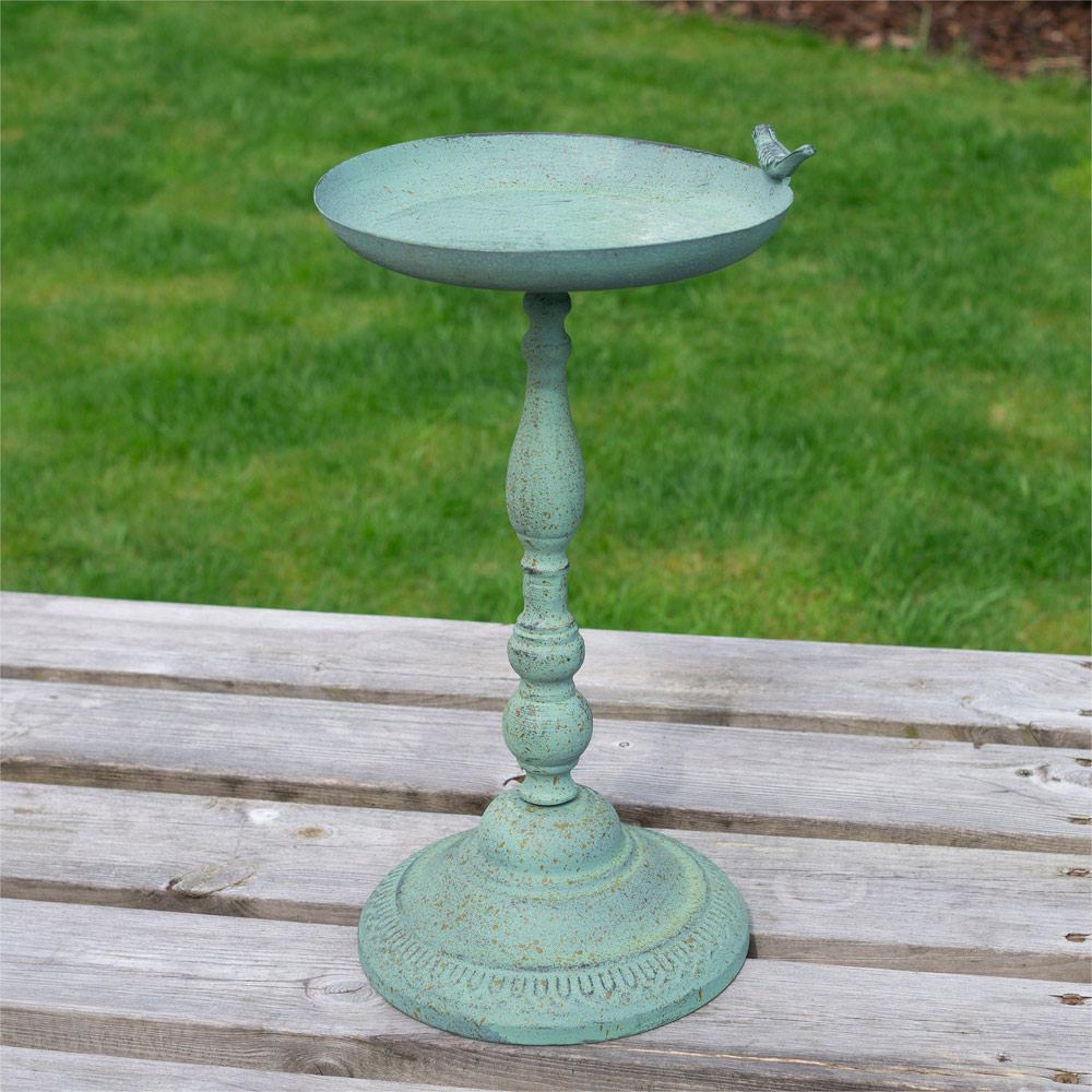 St Helens Green Metal Bird Bath and Feeder Image 2