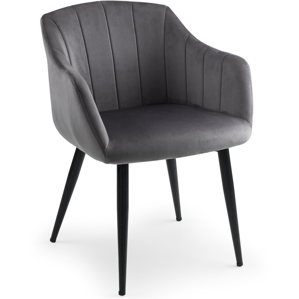 Julian Bowen Hobart Set of 2 Grey Scalloped Dining Chair Image 3