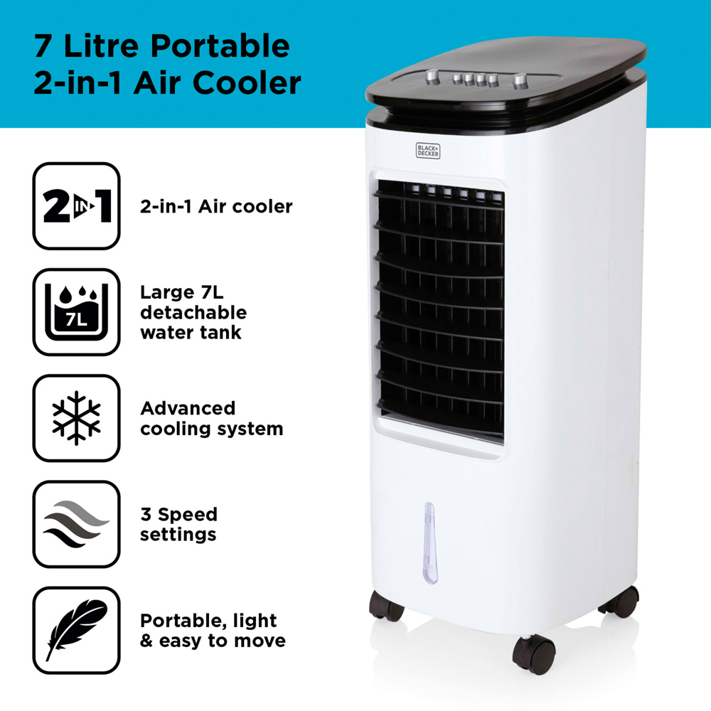 BLACK+DECKER White 2 in 1 Portable Air Cooler 7L Image 5