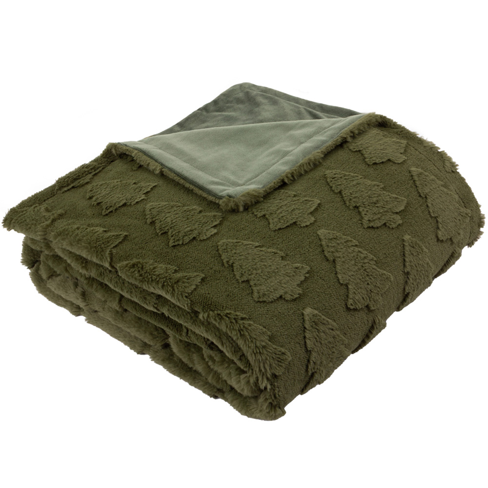 Furn Forest Green Pines Faux Fur Reversible Throw 150 x 200cm Image 4