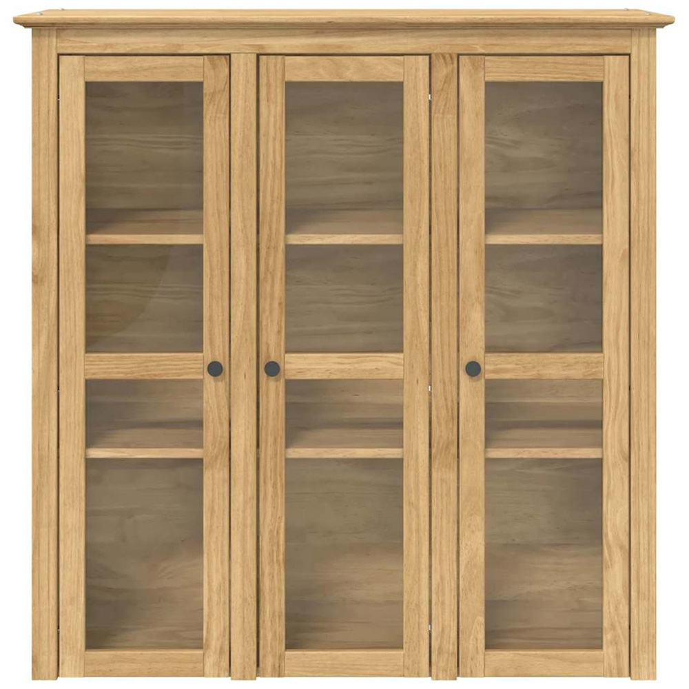 vidaXL 3 Glass Door Honey Brown Wooden Cabinet Image 4