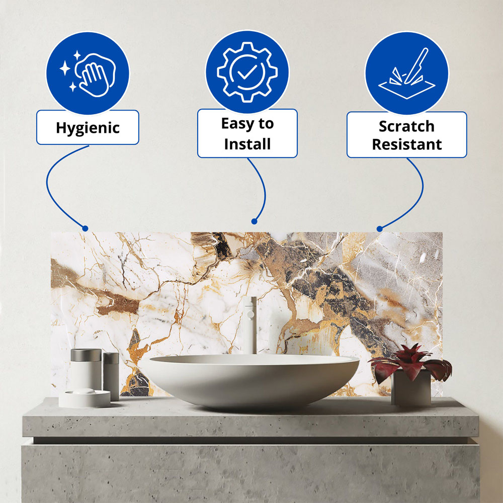 Warren Reed Designer Sleek Pale Marble Effect Bathroom Splashback 25 x 60cm Image 3