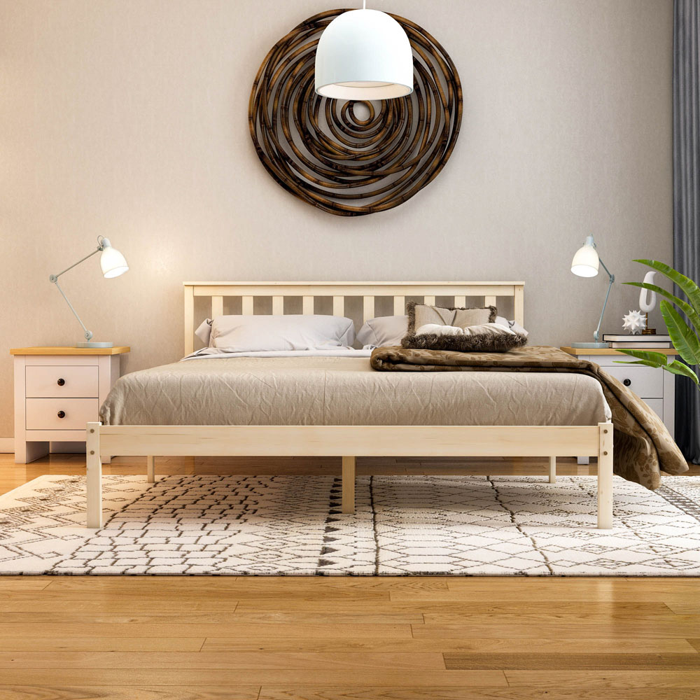 Vida Designs Milan King Size Pine Low Foot Wooden Bed Frame Image 7
