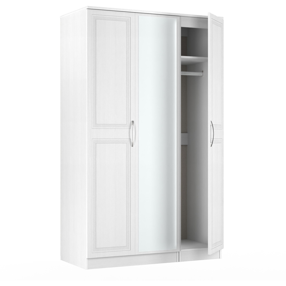 Crowndale Dorset 3 Door Signature White Mirrored Wardrobe Ready Assembled Image 7