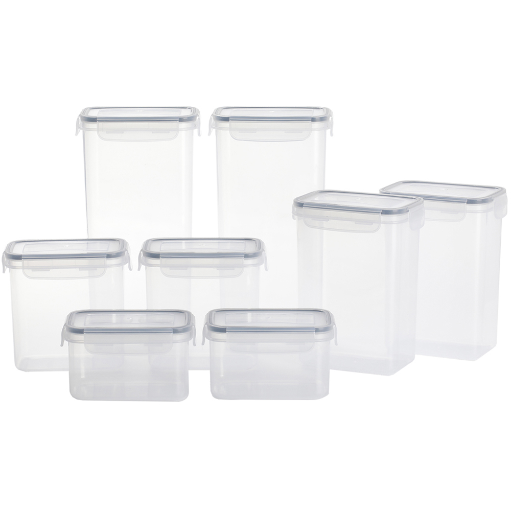 Living and Home 8 Piece Airtight Transparent Kitchen Storage Container Set Image 1