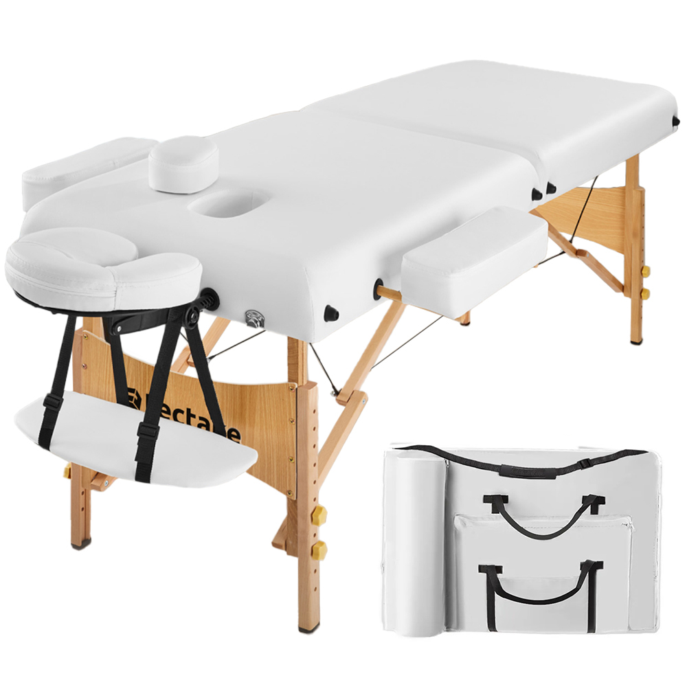 Massage Table - 2-zone, 7.5 cm padding, including bolsters, bag, head- and armrests - White Image 1