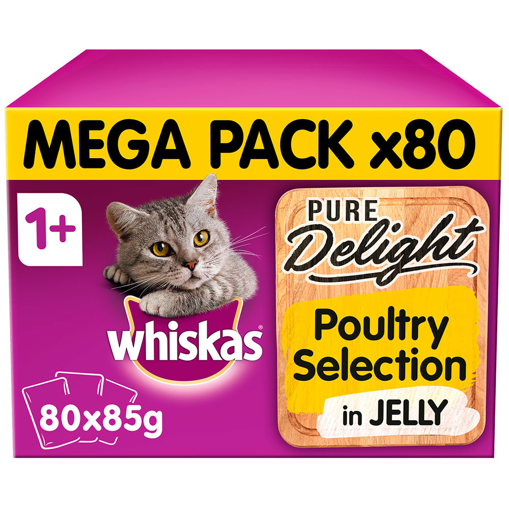 Whiskas Pure Delights Poultry in Jelly Cat Food Pouches 80x85g Image 1