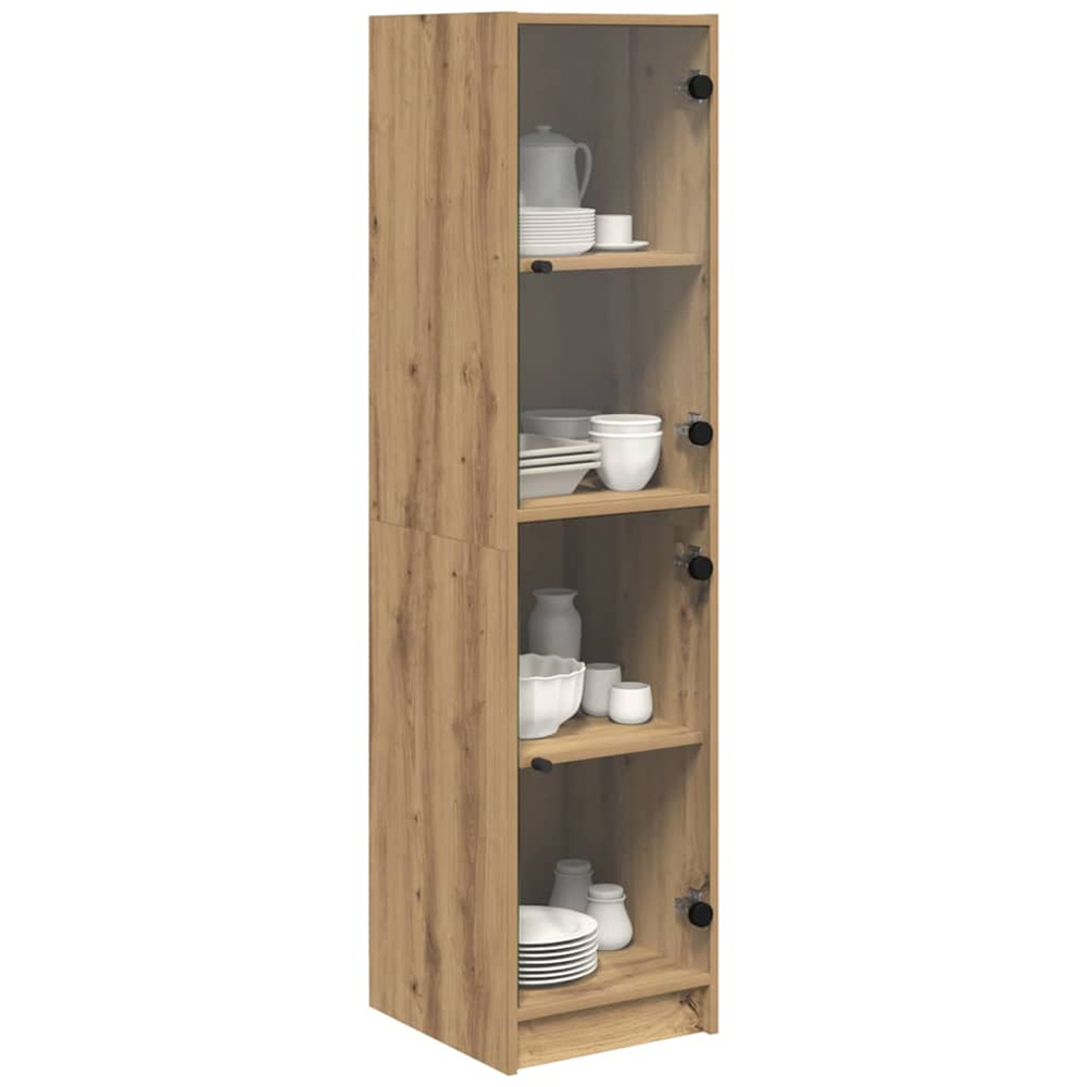 vidaXL 2 Glass Door 4 Shelf Artisan Oak Slim Highboard Image 3