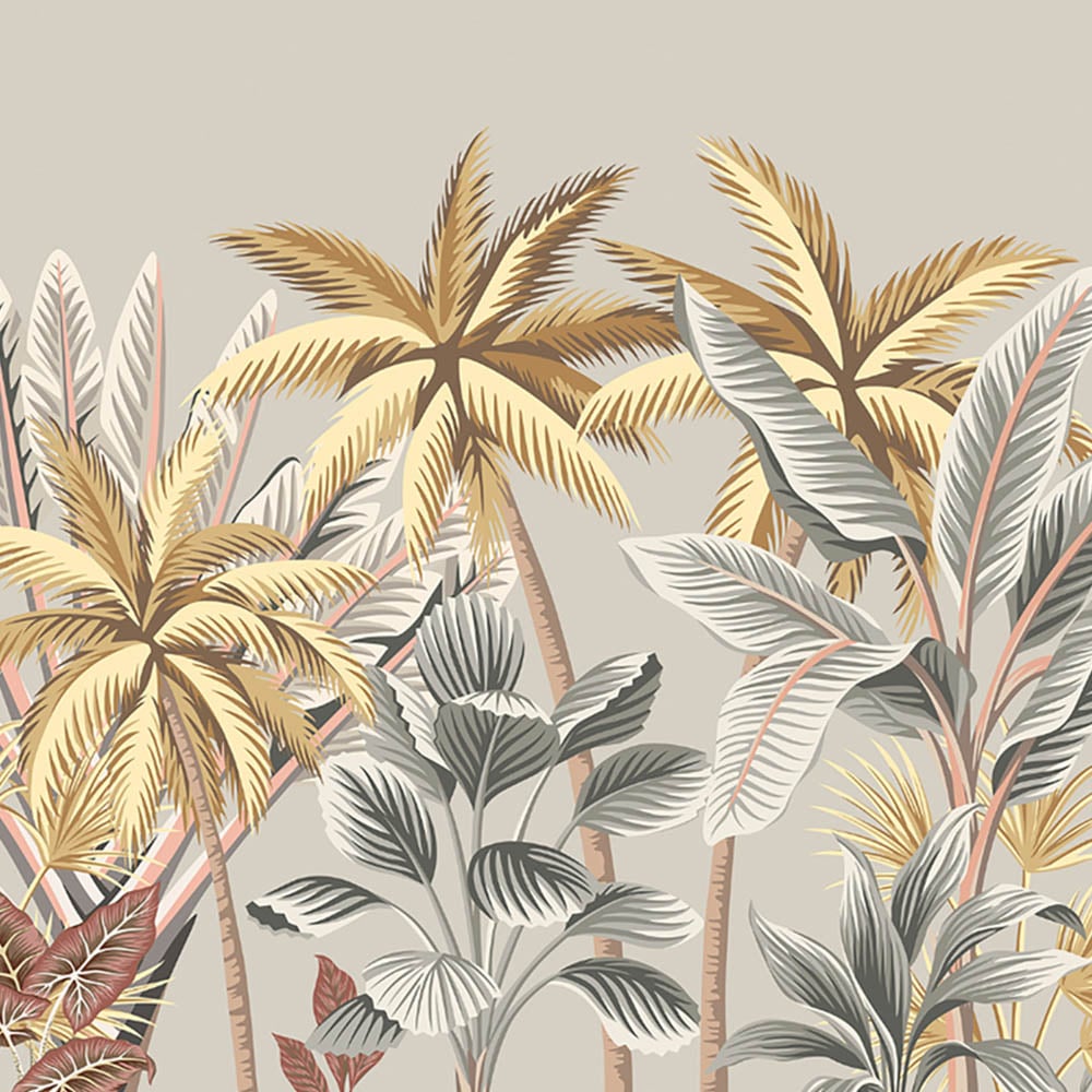 Origin Murals Tropical Palm Trees Grey Wall Mural Image 2