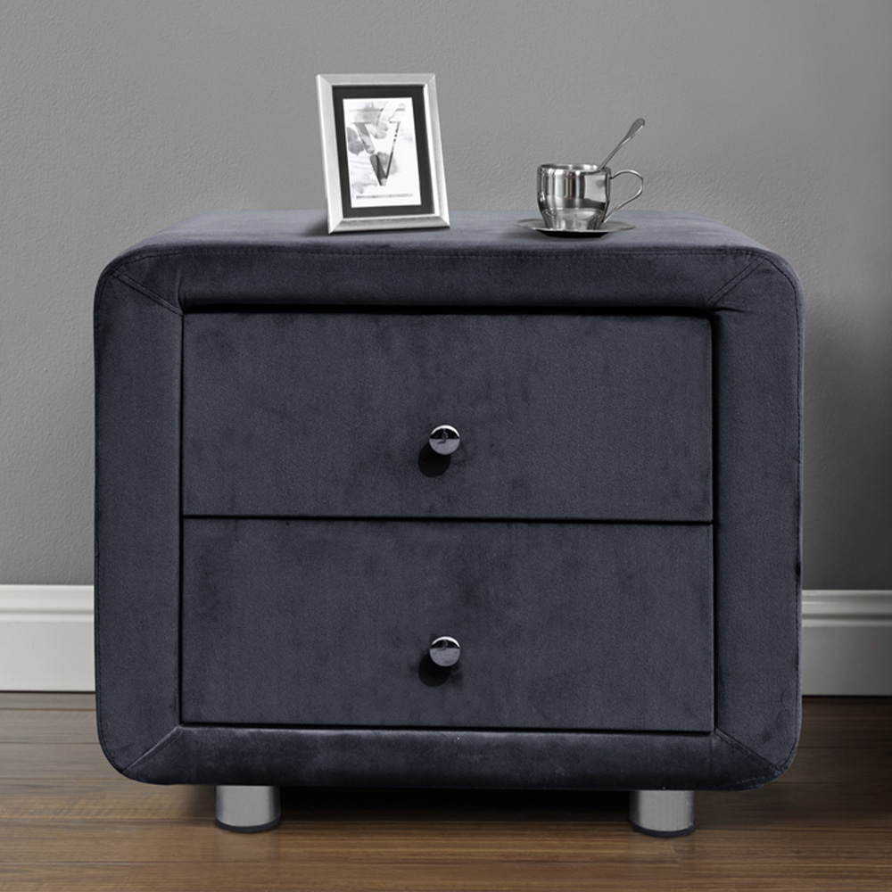 Brooklyn Grey Plush Velvet 3 Piece Bedroom Furniture Set Image 3