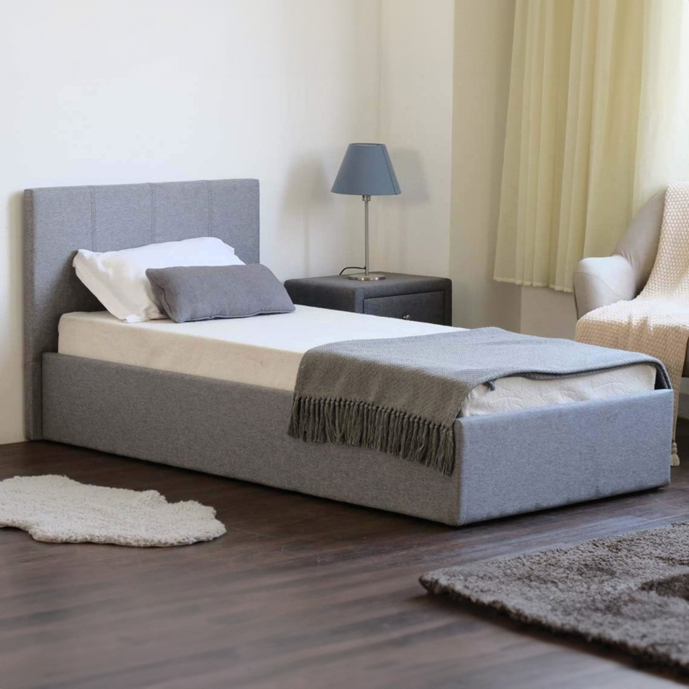 Home Treats Single Grey Ottoman Bed Image 1