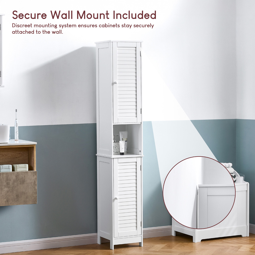 BATH VIDA Liano 2 Door White Tall Floor Cabinet Image 7